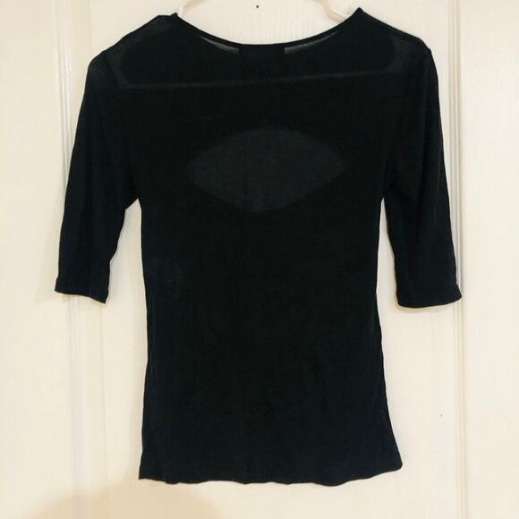 ZARA Women's Top Knit Cut Out Half‎ Sleeve Round Neck Black Size Small NWT - Picture 10 of 11